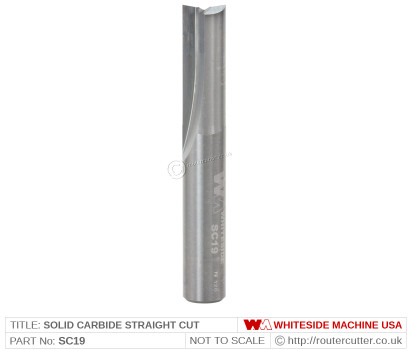 2 Flute Solid Carbide Whiteside SC19 Straight Cut Router Bit with 9.53mm (3/8