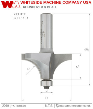 Whiteside Roundover and Bead Ovolo Router Bit