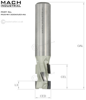 Mach Industrial PUD-M122065Z2-A6 PCD compression router bit 2+2 format