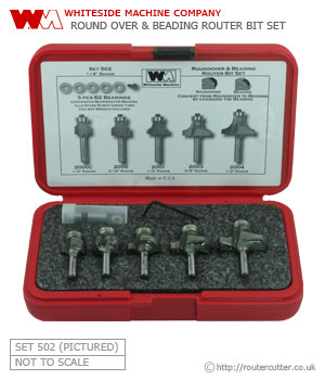 Whiteside Set 502 - Round Over and Bead Router Bit Set 