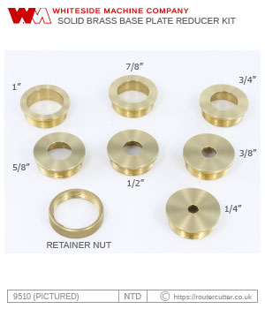 Whiteside 9510 Solid Brass Base Plate Reducer Kit and Base Plate Inserts