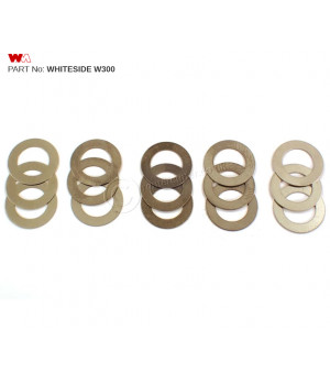 Whiteside W300 shim washer kit. Machined shims for 5/16" (7.94mm) arbor assemblies, including slotting cutter assembly; tongue and groove; stile and rail. Machined shims are used for shimming cutters to precise cutting dimensions - fine adjustments.