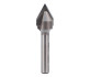 Whiteside 1550 V-groove 60 degree 2 flute router bit with tungsten carbide brazed tips. 6o Degree v-point for lettering, engraving, surface veining; CNC 2D 3D modelling and hand carved signs.